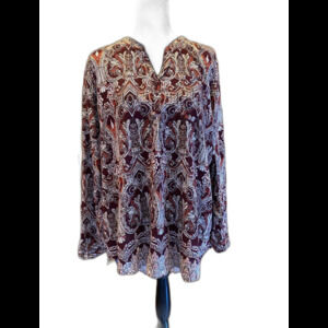 Cato Blouse  Womans Top 22-24 Plus Size Boho Flowy Hi Low Comfortable Casual